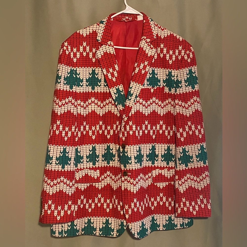 Shinesty Christmas Blazer Mens  size 48 Holiday Red